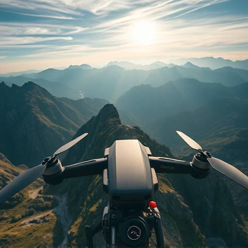 A drone flying over a mountain range, capturing stunning aerial footage.
