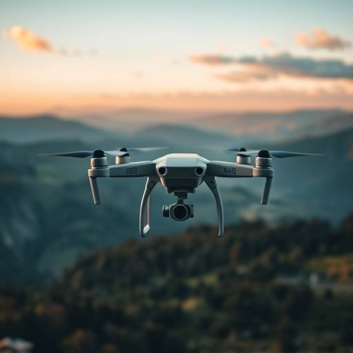 A drone flying over a scenic landscape, capturing aerial footage for videography.
